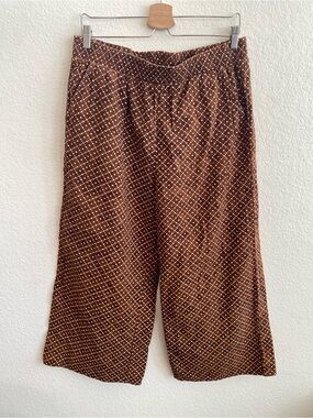 Hurley Brown and White Patterned Elastic Waist Pants